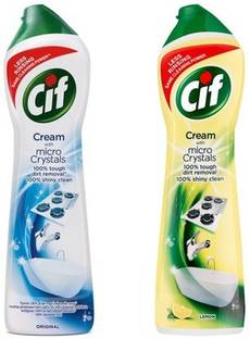Cif Multi-Surface Cleaner Cream Lemon Scent -500ml & Multi-Surface Cleaner Cream Original-500ml (Imported) Stain Remover