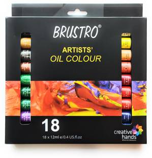 BRuSTRO Artists’ Oil Colour Set of 18 Colours X 12ML Tubes