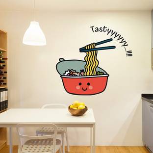 LANSTICK 45 cm Yummy Noodles Decorative Food Shop wallsticker For Hotel Self Adhesive Sticker