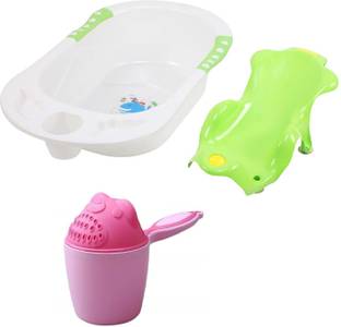 Maanit Baby Bather Set- Bath Tub with Toddler Sling Seat and Shampoo Mug