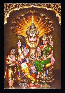 साई बालाजी अक्रलिक Narasimha swamy photo with wooden frame डिजिटल रीप्रिंट 12 inch x 8 inch पेंटिंग