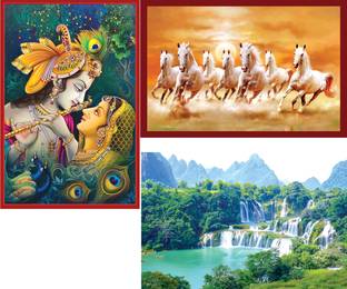 galaxy wooden art gallery 45.72 cm Vastu Natural Water Fall Beautiful paintings Self Adhesive Sticker