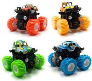 Toyvala 4*4 Monster Truck Toys Set Friction Powered Cars Trucks with Textured Rubber Tires Push and Go Car