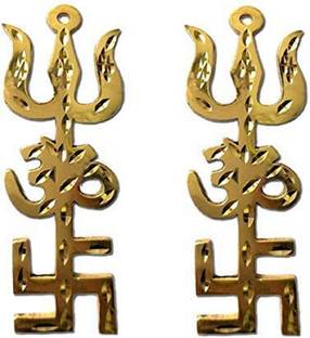 Fashion Point Trishakti Yantra Swastik Om Trishul, Brass Yantra