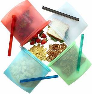 AirMount ™Silicone Food Storage Bag Containers, Zip Lock, Heat and Cold Resistant Silicone Storage Pouch