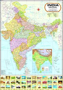 LATEST INDIAN POLITICAL MAP ( Size : 70 x 100 cm (28" x 40"). Paper Print (40 inch X 28 inch) Paper Print