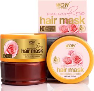 WOW SKIN SCIENCE Himalayan Rose Hair Mask with Rose Hydrosol, Coconut Oil, Almond Oil & Argan Oil - For Volumnising Hair, Anti Smelly Scalp - No Parabens, Sulphate, Silicones, Color & PEG - 200mL