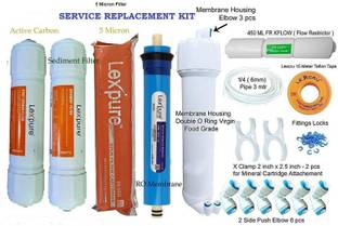 MG WATER SOLUTION RO Replacement Service Kit Silver 80 GPD RO with Membrane Housing Suitable for All RO Water Purifier Solid Filter Cartridge