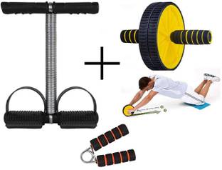 NetClick 3 in 1 Combo Ab Tummy Trimmer,Ab Wheel Roller with Hand Grip Combo Ab Exerciser