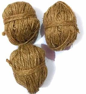 Fellix natural Jute Rope for craft and other purpose Jute Twine Rope string threads Pack Of 3 (Brown)