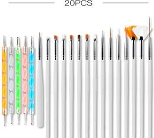 JAF 15 Nail Art Paint Brushes With 2 Way 5 Marbleizing Dotting Pen