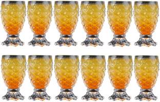 MANTRAA SALES (Pack of 12) Crystal Clear Pineapple Shaped Juice and Water Drinking Glass 320ml Set of (12) Pieces Glass Set Water/Juice Glass