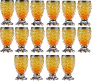 UNIQUEWARE (Pack of 16) Juice Glasses Set of 6, Whiskey, juice Glasses Set of 16 - Two Variants (Pineapple Shape Set of 16 Glasses) Glass Set Water/Juice Glass