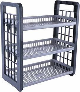 SAURA Fruits/Vegetables Kitchen Rack Plastic 3-Layer Multipurpose Light weight Utility Racks