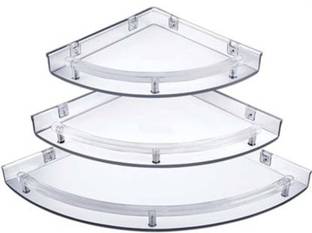 Zobby Unbreakable corner set transparent Plastic Wall Shelf