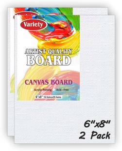 VARIETY 6 X 8 CANVAS BOARD Cotton Medium Grain Board Canvas (Set of 2)