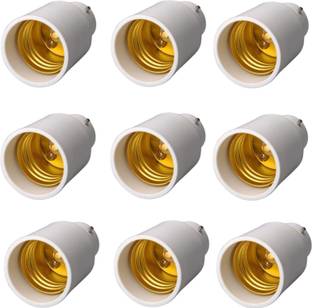 Hybrix High Quality Copper B22 to E27 Lamp Socket Converter Adaptor (PACK OF 9) in Retardant PBT Plastic Shell Plastic, Copper Light Socket