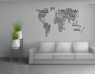 Jnm Decals 1 cm Worls map wall decal sticker for home décor Black decal sticker Self Adhesive Sticker