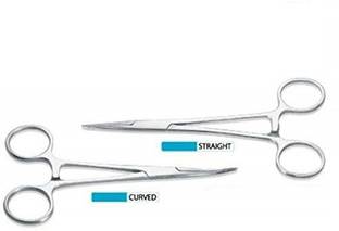 Forgesy Straight and Curved Artery Forceps (5'' Inches, Silver) Hemostats Forceps