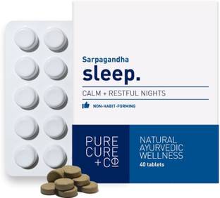 PURECURE+CO Sleep Natural Ayurvedic Non-Habit Forming Formula Sleeping Aid Pills (40 X 250 Mg Tablets)