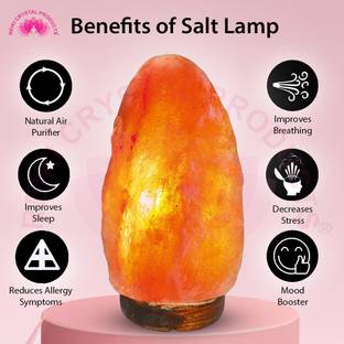 CRYSTU Himalayan Rock Salt Lamp in Natural Uneven Shape for Positive Energy, Vastu, Healing, Peace, Harmony, Purification, Best Wellness Gifting Option Table Lamp