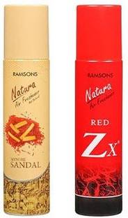 RAMSONS SANDAL Car Freshener Spray 1 Mysore Sandal and 1 Red Zx Air Freshener 250 ml each (Pack of 2)