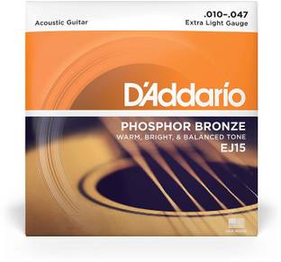 Daddrio Acoustic EJ15 {.010-.047_Extra Light Gauge} WARM, BRIGHT & BALANCED TONE_PHOSPHOR BRONZE Guitar String