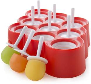 GTC Mini Pop Molds, 9 Miniature Popsicle Molds with Sticks and Drip-Guards Multicolor Plastic Ice Cube Tray