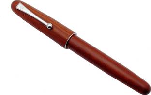 Levin 9026 Red Rosewood Wooden Fountain Pen With Silver Trims Medium Nib Fountain Pen