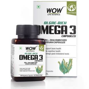 WOW Life Science Algae-Rich Omega 3 Capsules EPA + DHA Enriched Vegan