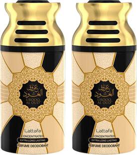 Lattafa Urooq Al Oud Perfumed Body Spray, 250ml Pack 0f 2 Body Spray  -  For Men & Women