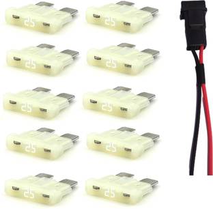 PBROS 25 AMP Blade Fuse with fuse holder 12V 10 Pieces 25 AMP Blade Fuse with fuse holder 12V Plastic Ceramic Blade Fuse box Electrical Fuse