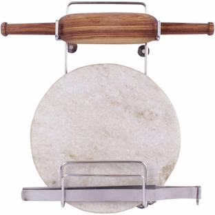 Zobby Chakla/Belan Kitchen Rack Steel Stainless Steel Rolling Board & Pin Holder (Only Stand), Chakla Belan Tawa Chimta Stand for Kitchen(Wall Mounted)