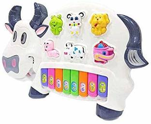 unique star Cow Musical Piano with 3 Modes Animal Sounds, Flashing Lights & Wonderful Music (Multicolor)