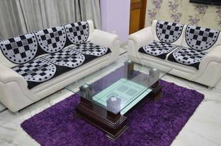 House Attire Polycotton Checkered 3+2 Seater Sofa Cover