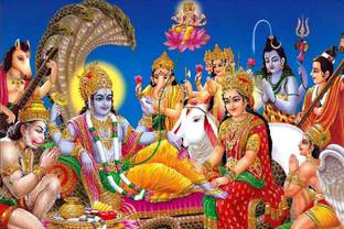 Lord Vishnu,Hanuman,Ganesha,Mahadev & Goddess Lakshmi Religious Waterproof Vinyl Poster || can1910-2 Fine Art Print