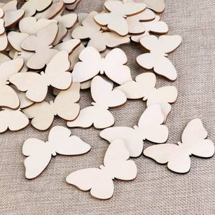 Sticker Hub 10 cm Blank Butterfly Wooden Laser Cut for Decoration DIY Prodcuts (Pack Of 50) Reusable Sticker
