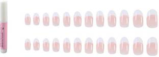 Charmy French Oval Nails with Glue Natural Pink