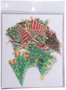 टैस्टीक्राफ्ट्स Pre-Cut Wafer Paper | Edible | Christmas Special Stick-on Cake Décor | Cupcake and Cake Toppers Decoration | Christmas Tree - 30 Pcs टॉपर
