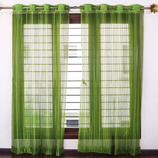 ARTSY HOME 214 cm (7 ft) Tissue, Net Semi Transparent Door Curtain (Pack Of 2)