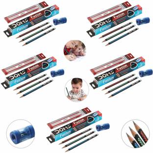 DOMS Fusion Xtra Super Dark Pencil School Stationary Rubber Tipped Graphite for Kids, Boys & Girls Pack of 50 Pencil