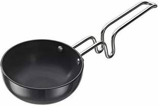 SANMAN Non-Stick Hard Anodized Aluminium Vagharia Spice Heating Tadka Pan/Frying Pan Tadka Pan 13 cm diameter with Lid 0.1 L capacity