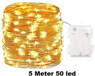 A one creations 50 LEDs 5 m Transparent Steady Strip Rice Lights