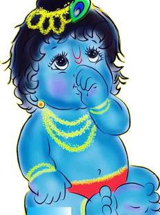 Sahaj Décor 48 cm Thumb Suck With Small Krishna Self Adhesive Sticker