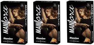 MANFORCE Premium Stamina Orange Flavoured Super Extra Dotted Lubricated Last More, Thrill More Pleasure Condoms Condom
