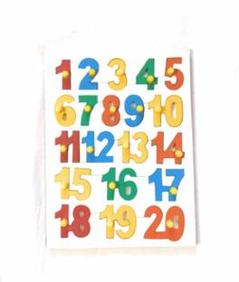 FUTUREZ KEY Wooden Numbers Board (1-20) / Number Tray with knob, Play and Learn Philosophy