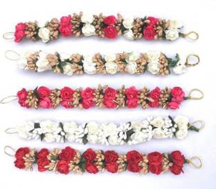 maanya enterprises Flower Hair Gajra Set of 5 Gajra in Different Colors Bun Clip