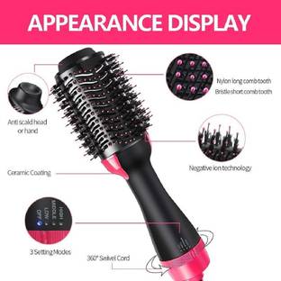 Kliznil Electric 4 in 1 Hot Air Hair Dryer Brush - Black/Pink Color