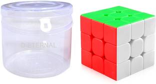 D ETERNAL Cube Puzzle 3x3 High Speed Stickerless Cubic Game Toy with Storage Container Box