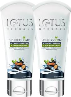 LOTUS Herbals WhiteGlow Activated Charcoal & Almond Exfoliator ( 100g * 2 ) Scrub